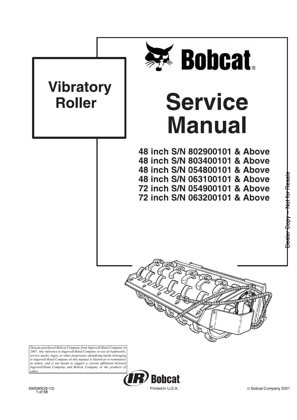 Vibratory Roller Attachment Service Manual Bobcat